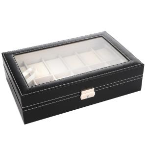 12grids PU flat lock watch box