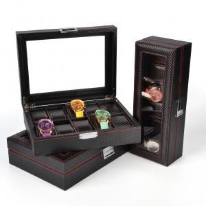 6-10-12grids Carbon Fiber Flat Non-lock watch box