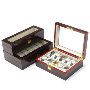 6-10-12grids Wood Grain watch box with lock