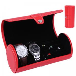 PU 2grids watch+ring jewelry cylinder box